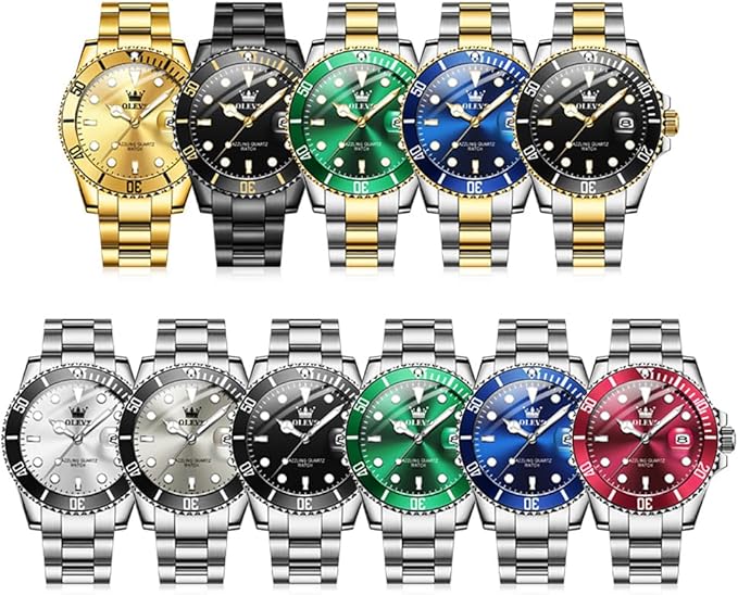 OLEVS Men's Watches Classic Luxury Fine Steel Strap Big Date Original Quartz Wristwatch for Man Waterproof Luminous Trend Dress