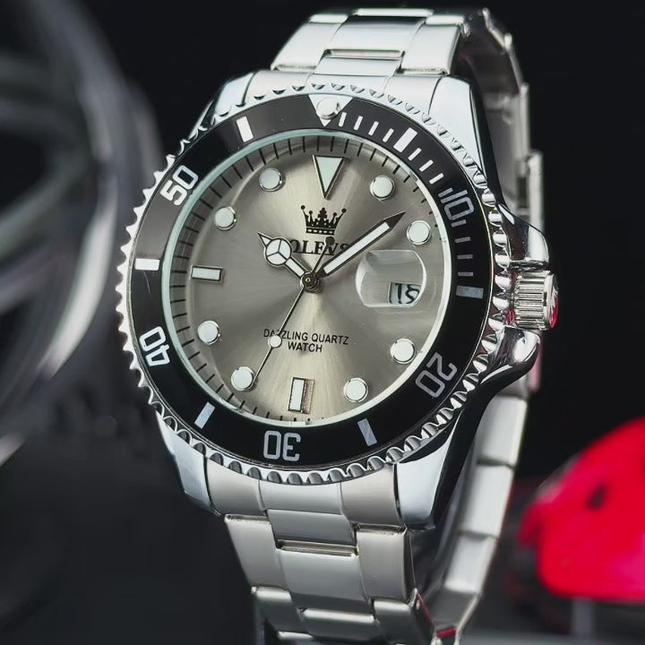 OLEVS Men's Watches Classic Luxury Fine Steel Strap Big Date Original Quartz Wristwatch for Man Waterproof Luminous Trend Dress